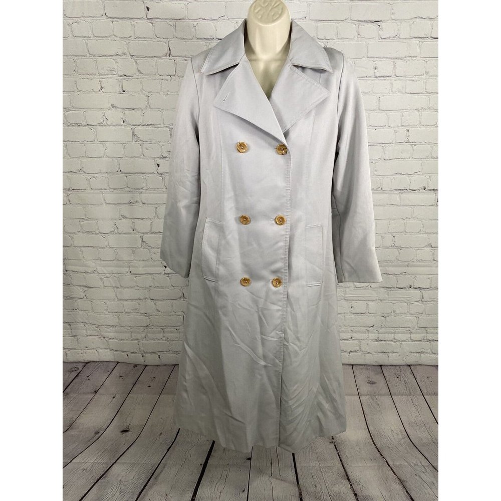 VTG AstorOne Dusty Blue/ Gray Removable Liner Double Breasted Peacoat Womens 8